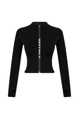 Virtus Kadın Seamless/Dikişsiz Fermuarlı Crop Top Siyah ürün fotoğrafı