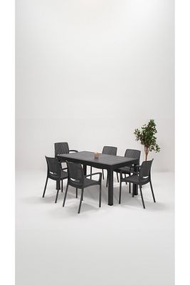 Rattan Lüx 90x150 Bahçe&balkon&teras Masa Seti - Antrasit ürün fotoğrafı