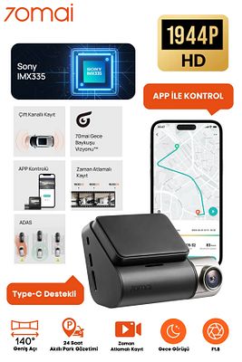 70mai A500s Pro Plus Dahili Gps Araç Kamerası ürün fotoğrafı