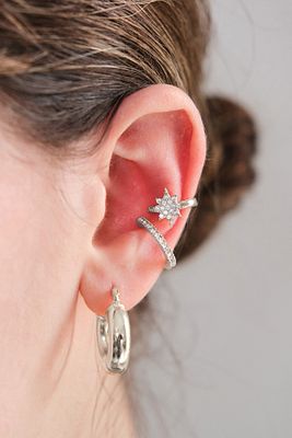 2'li Gümüş Renk Kuzey Yıldızı Earcuff ürün fotoğrafı