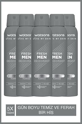 Fresh Men Pudrasız Deodorant Sprey 150 ml X 5 Adet ürün fotoğrafı