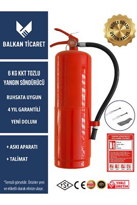 6kg Ruhsata Uygun Yangın Söndürme Tüpü Askı Aparatı ve Yangın Söndürücü Kullanım Kılavuzu - Yeni Tip ürün fotoğrafı
