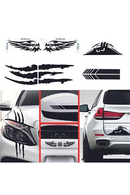 Oto Sticker Mega 4lü Paket Dikiz, Kanat, Monster Pençe, Bagaj Sticker ürün fotoğrafı
