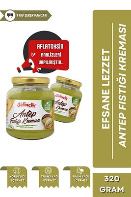Kahvaltılık Sürülebilir Doğal Katkısız 320gr Özel Üretim Antep Fıstığı Kreması ürün fotoğrafı