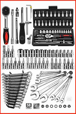 58 Parça 46mini Lokma Takımı Otomatik Cırcırlı 1/4" 12 Parça Kombine Açık Ağız-yıldız Anahtar Takım ürün fotoğrafı