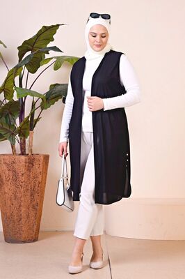 Uzun Buyuk Beden Yelek Kadin Hermevsim ürün fotoğrafı