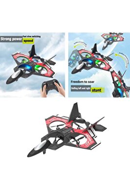 Sünger Gövde 2.4GHz Uzaktan Kumanda LED Işıklı Jet Uçak Drone Başlangıç Seviye (Kırmızı) ürün fotoğrafı