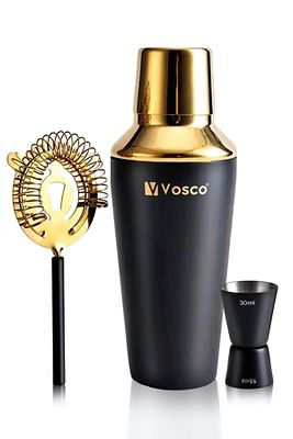3 Parça Paslanmaz Çelik Kokteyl Shaker Seti (GOLD) ürün fotoğrafı
