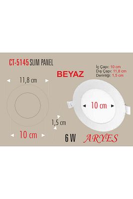 10 Adet 6 Watt Slim Led Panel Beyaz Işık Metal Kasa (delik Çapı : 10,5cm) ürün fotoğrafı