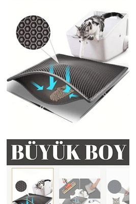 Büyük Boy Elekli Kedi Tuvaleti Önü Paspası Kedi Kumu Paspası 80x60cm ürün fotoğrafı