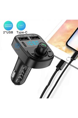 C1 Araç Fm Transmitter Type-c Bluetooth Araç Kiti Usb Mp3 Sd Kart Çakmaklık Girişli Oto Müzik Çalar ürün fotoğrafı