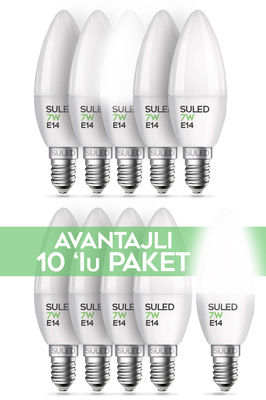 Sl-1023 Grafen Beyaz Işıklı 10 Adet Mum Buji Ampul Avize Abajur Lambası Ince Duylu Lamba E14 Duy ürün fotoğrafı