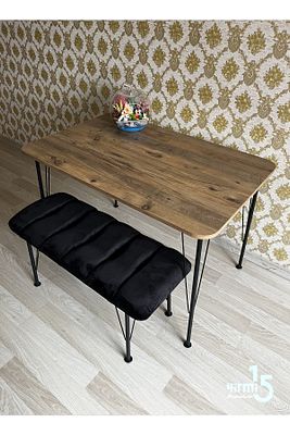 Siyah Metal Ayaklı 70x110 Cm Atlantik Eclipse Mutfak Masası -çalışma Masası- Masa ürün fotoğrafı