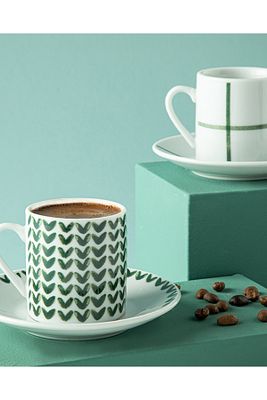 Leno Porselen 4 Parça 2 Kişilik Kahve Fincan Takımı 80 Ml Yeşil ürün fotoğrafı