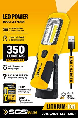 Sgs5054 Şarjlı El Feneri Led Ampul 350 Lumen 3.7 Volt Mıknatıslı El Feneri ürün fotoğrafı