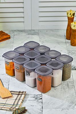 12'li Etiketli Ve Sızdırmaz Kapaklı Baharatlık Seti - 450ml - Etiket Hediyeli ürün fotoğrafı