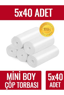 Çöp Torbası Mini Boy Küçük 40'lı 5 Rulo 40x50 Çöp Poşeti ürün fotoğrafı