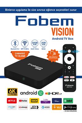 Vision 6K Android TV Box Medya Oynatıcı - Sesli Komut Bluetooth Wi-Fi  2 GB Ram 32 GB Hafıza ürün fotoğrafı