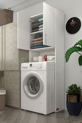 Çamaşır Makinesi Dolabı Sinem Byz 180*066*30 Banyo Kiler Kapaklı Arkalıklı ürün fotoğrafı
