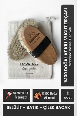 %100 Doğal At Kılı Selülit Fırçası (SAKLAMA KESESİ HEDİYELİ) ürün fotoğrafı