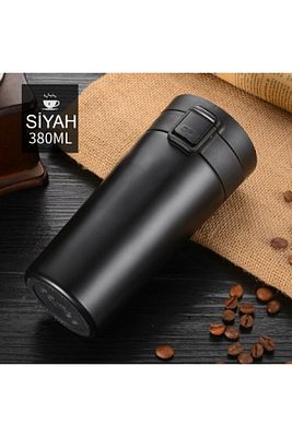 Snape 380ml Filtreli Çift Katmanlı Mug Termos Bardak Mat Siyah ürün fotoğrafı