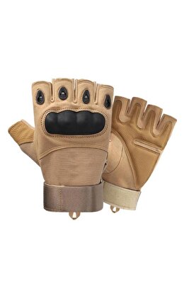 Erkek Tactical Kesik Parmak Eldiven Camel ürün fotoğrafı