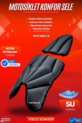 Motosiklet hava destekli kalın deri konfor sele minderi ( visco süngerli premium model ) ürün fotoğrafı