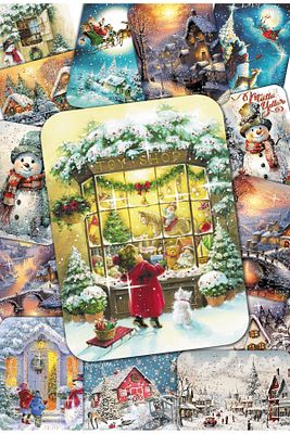36 Adet Simli Yılbaşı Kartpostal Seti Toptan Satış Yeniyıl Postcard Kardan Adam Noel Baba ürün fotoğrafı