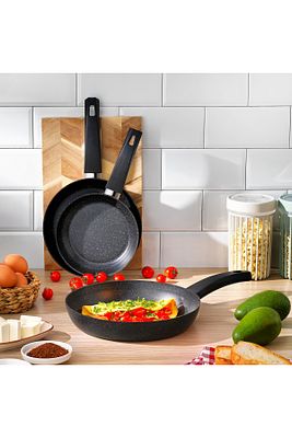 Black Stone 3 Lü Tava Seti 18cm 22cm 26cm-siyah ürün fotoğrafı