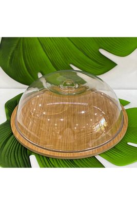 Ahşap Stand Akrilik Kap Büyük Kek Fanus (stand 31.5/kap 30cm) ürün fotoğrafı