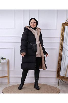 Kadın Fit (geniş Kalıp) Çift Taraflı Uzun Şişme Mont Regular ürün fotoğrafı