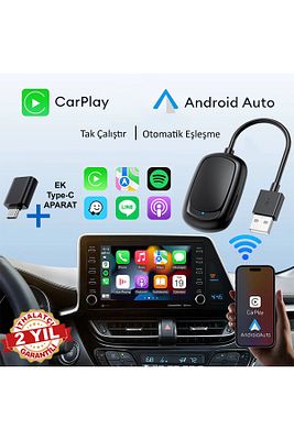 Yeni Tasarım Mini Kablosuz Carplay Usb ve Type-c Uyumlu Araç Multimedya Adaptörü ürün fotoğrafı
