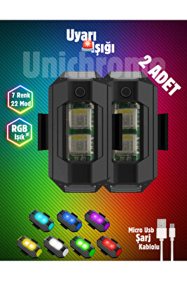 2'li Led Anti Çarpışma Uyarı Işığı 7 Renk / Drone / Araba / Motor / Bisiklet / Kamp ürün fotoğrafı