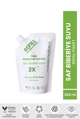 Biberiye Suyu Güçlendirici Saç Toniği Refill Paket 200 ml %100 Doğal Ve Saf ürün fotoğrafı