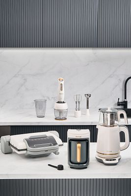 Gold 4'lü Elektrikli Çeyiz Seti Tost, Kahve, Çay Makinesi ve Blender Seti Krem ürün fotoğrafı