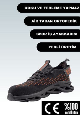 Spor Iş Ayakkabısı Air Taban Ortopedik Çelik Burunlu Iş Ayakkabısı Sb Siyah ürün fotoğrafı