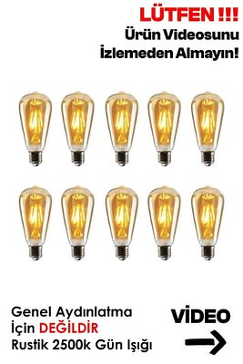 10'lu St64 Flamanlı Rustik Led Ampul Dekoratif Vintage Aydınlatma Tasarruflu Led Ampül ürün fotoğrafı