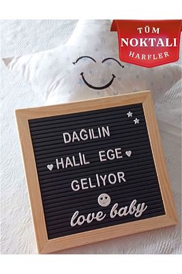 Ahşap Çerçeveli Tak Çıkar Yazı Panosu Mesaj Tahtası Türkçe Karakterli Ve Emojili Beyaz Harf Setli ürün fotoğrafı