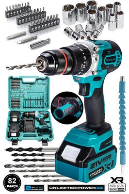 21v Çelik Şanzıman Çift Akülü Darbeli Şarjlı Matkap Akülü Vidalama ürün fotoğrafı