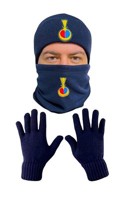 Lacivert Jandarma Yün Bere Ve Polar Boyunluk Ve Yün Eldiven Set ürün fotoğrafı