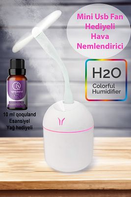 H2o Humidifier pervaneli Ultrasonik Oda Nemlendirici Koku Makinesi 250 ml Usb Mini Fan Koku ürün fotoğrafı