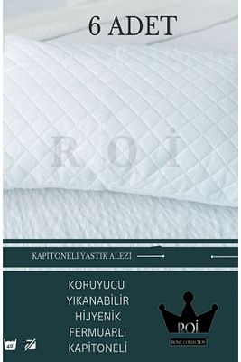 6'LI TER VE KİR GEÇİRMEZ 50X70 KAPİTONELİ DESENLİ FERMUARLI YASTIK ALEZİ ürün fotoğrafı