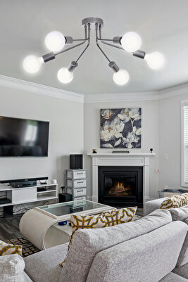 Naomi Modern Tasarım Salon Yatak Odası Oturma Odası Mutfak Gri Renk 6 lı Avize ( AMPÜLSÜZ ) ürün fotoğrafı