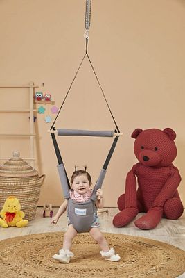 Hoppala Zıpzıp Yüz Korumalı Kanguru, Yaylı Denge Bebek Yürüteci Doğal Ahşap Gri ürün fotoğrafı