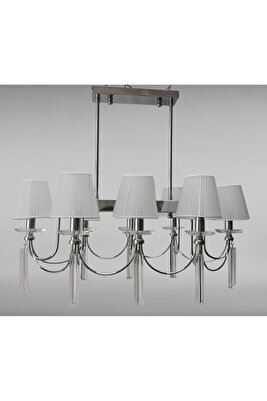 8 Li Kontes Yemek Masası Krom Şapkalı (TAM MONTAJLIDIR.)(LED AMPULLER HEDİYE) ürün fotoğrafı