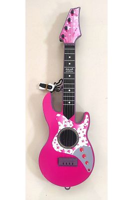 4 Telli Pembe Elektro Oyuncak Gitar Müzik Arkadaşım Çocuk Gitarı Akort Edilebilir 50 Cm. ürün fotoğrafı
