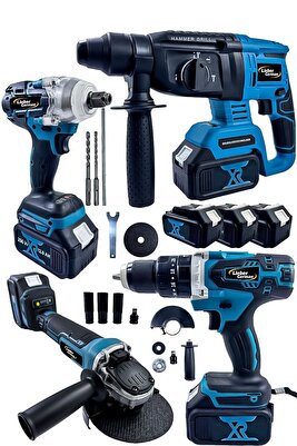 Brushless Motor 4 Lü Set 21 V Darbeli Matkap Bijon Somun Sıkma Sökme Taşlama Spiral Kırıcı Delici ürün fotoğrafı