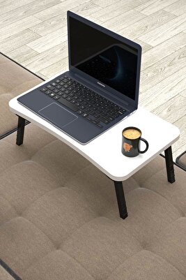 Dellaks Laptop Sehpası Seyyar Kahvaltı Masası Katlanır Çalışma Sehpası Beyaz ürün fotoğrafı