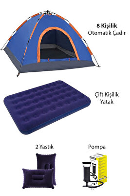 8 Kişilik Otomatik Kolay Kurulum Kamp Çadırı Çift Kişilik Yatak Seti ürün fotoğrafı
