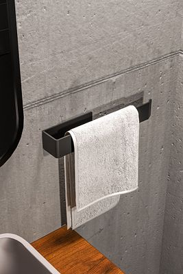 Paslanmaz Çelik Havluluk / Yapışkanlı Sistem / Banyo Lavabo Mutfak / Mat Siyah ürün fotoğrafı